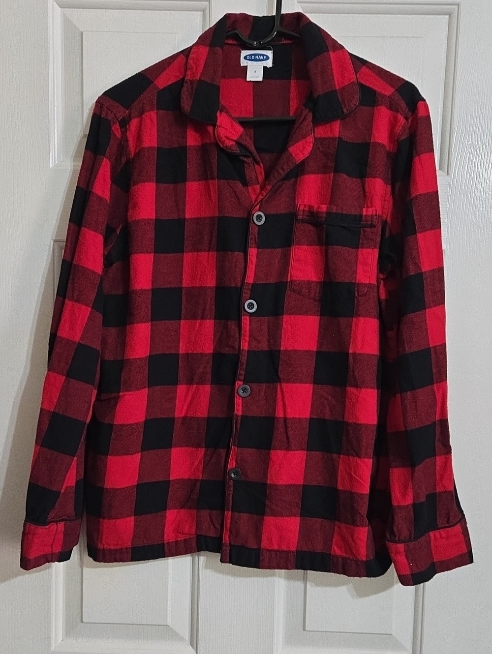 Old Navy Red and Black Buffalo Plaid Button-Front Pajama Top